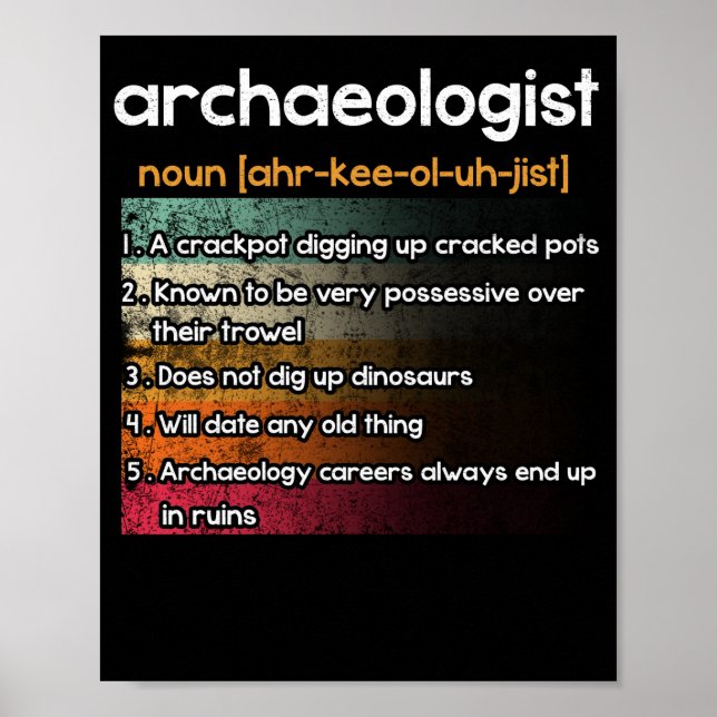 Archaeologist Archaeology Definition Poster (Front)