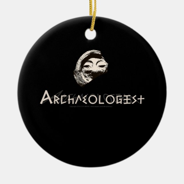 Archaeologist in Primitive Greek Letters Ceramic Ornament (Front)