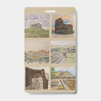 Archaeology around the world travel tag badge
