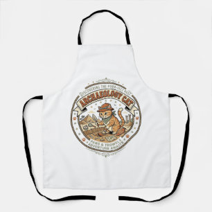 Archaeology Cat Archaeology Cat Vintage Vector Art Apron