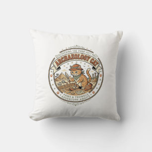 Archaeology Cat Archaeology Cat Vintage Vector Art Throw Pillow