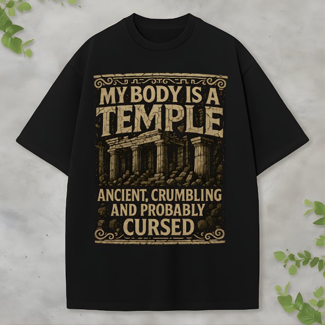 Archaeology Humor Ancient and Cursed Temple Design T-Shirt (Creator Uploaded)