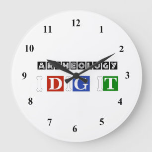 Archaeology I Dig It Large Clock