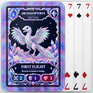 Archaeopteryx Dinosaur, Rainbow Foil Art Playing Cards