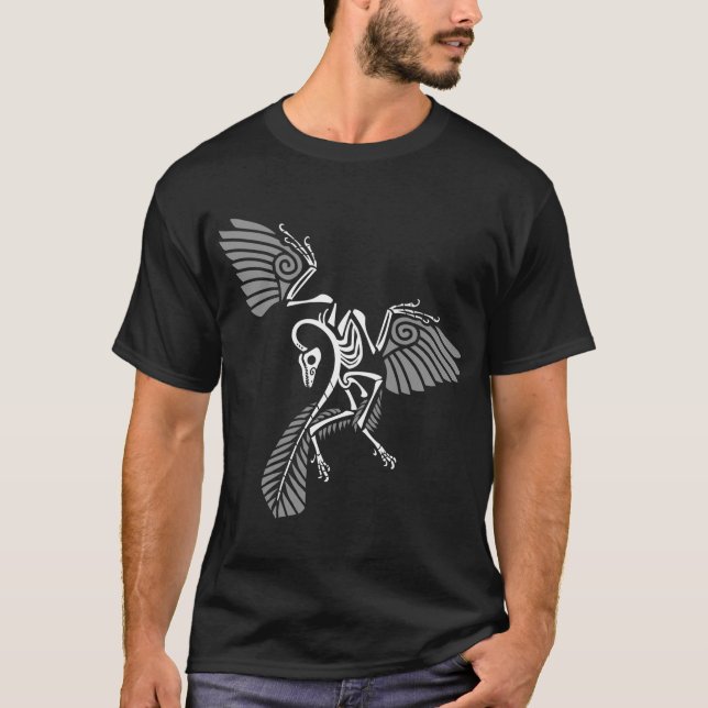 Archaeopteryx Skeleton Glyph - T-Shirt (Front)