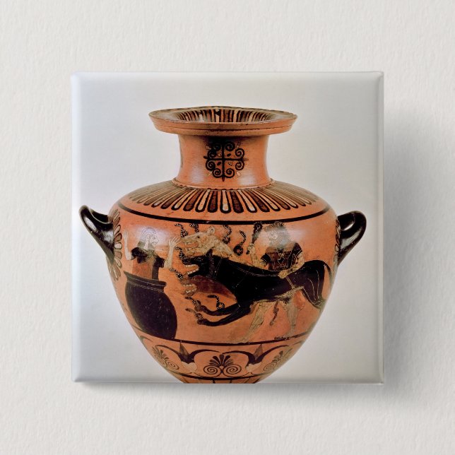Archaic Ionian Hydria 2 Inch Square Button (Front)