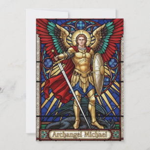 Archangel Michael - Colorful Stained Glass Angel Thank You Card