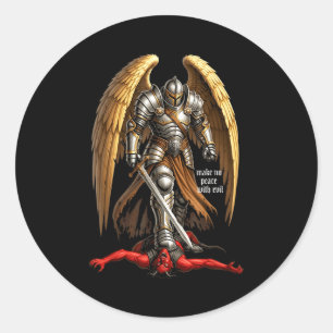 Archangel Michael Faith Design Make No Peace With Classic Round Sticker