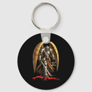 Archangel Michael Faith Design Make No Peace With Keychain