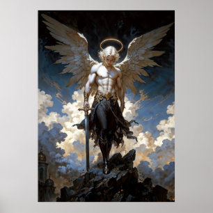 Archangel Michael Fantasy Illustration Poster