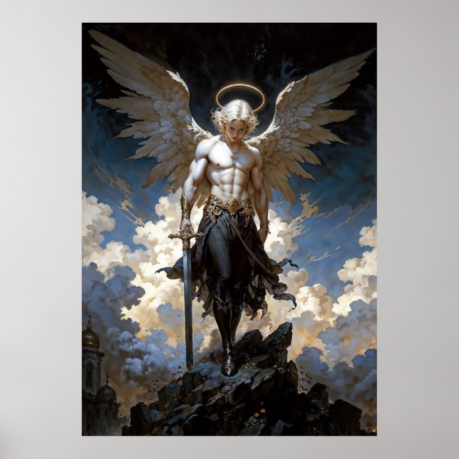 Archangel Michael Fantasy Illustration Poster (Front)