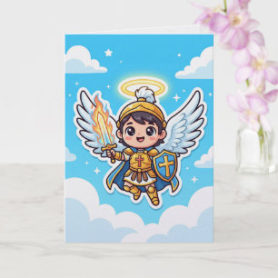 Archangel Michael Heavenly Warrior Christmas Card
