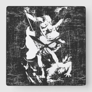 Archangel Michael Two-Tone  Square Wall Clock