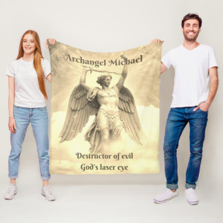 Archangel Michael yellow fleece blanket