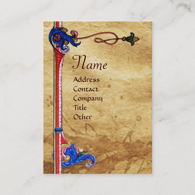 ARCHANGEL RAPHAEL AND FISH PARCHMENT Monogram Business Card (Front)