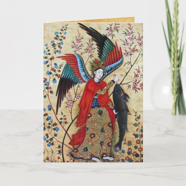 ARCHANGEL RAPHAEL AND THE FISH HOLIDAY CARD (Front)