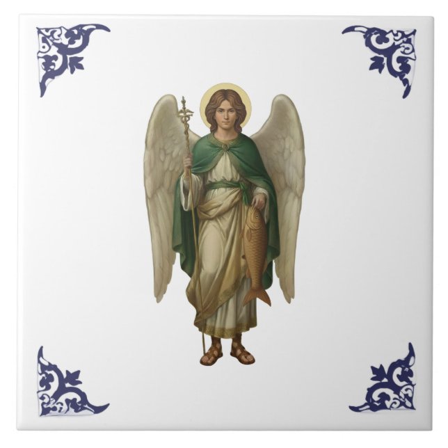 Archangel Raphael Angel Religious Art Tile (Front)