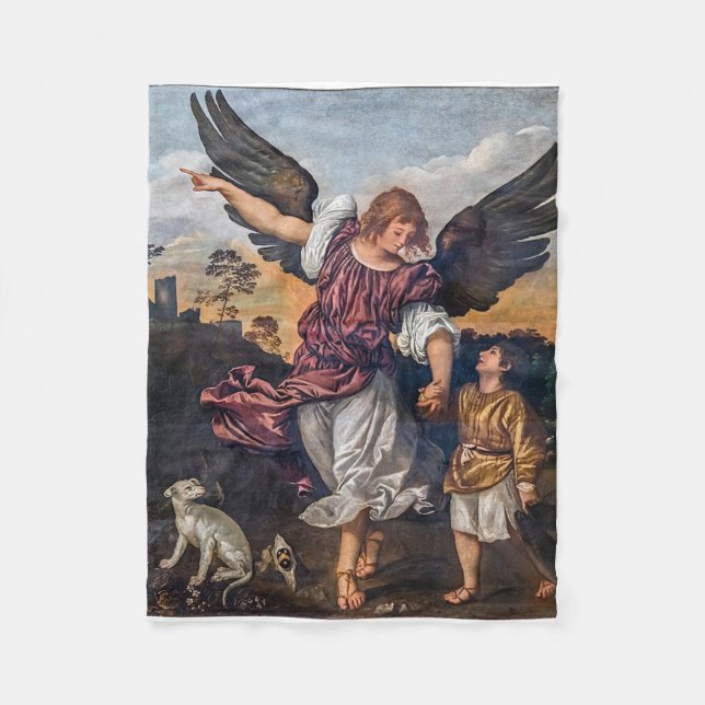 Archangel Raphael Drawing - St Raphael Fleece Blanket (Front)