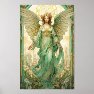 Archangel Raphael in Pastel Colors - Art Nouveau S Poster