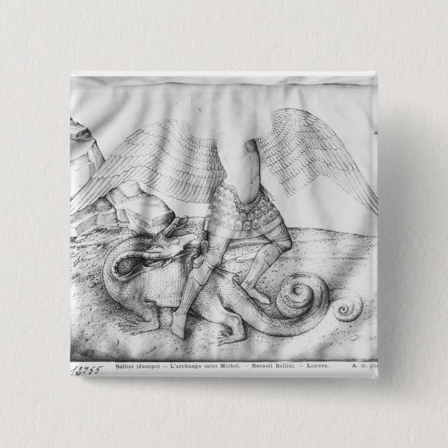 Archangel St. Michael, c.1450 2 Inch Square Button (Front)