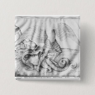 Archangel St. Michael, c.1450 2 Inch Square Button