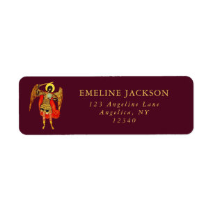 Archangel St Michael Guardian Angel Burgundy Gold