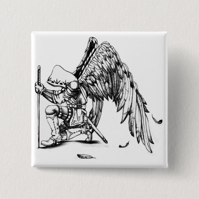 ArchAngel Warrior 2 Inch Square Button (Front)