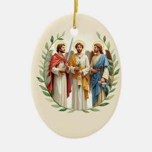 Archangels with God's Peace and Blessings Scruptur Ceramic Ornament