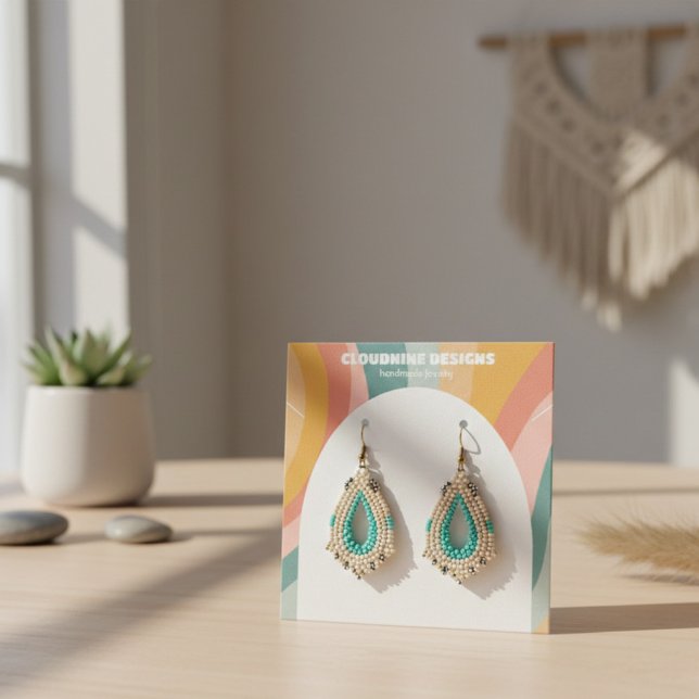 Arche Arc en arc-en-ciel Elevage collier bijoux ca (Rainbow Arch Earring Necklace Jewelry Square Display Card
)