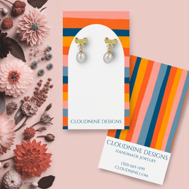 Arche Arc en arc-en-ciel Elevage collier bijoux ca (Colorful stripes earring display card with arch shapes. Customize with your details)