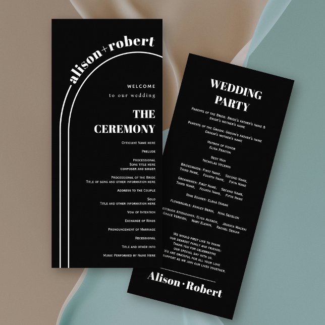 Arche blanche et typographie programme de mariage  (Créateur téléchargé)