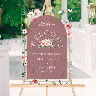 Arche de mariage musulmane de bienvenue en rose po