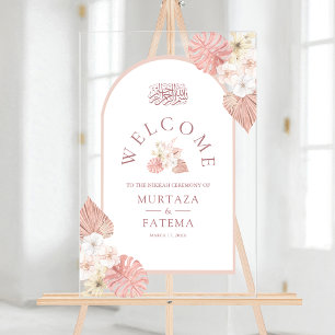 Arche florale rose bohème pour mariage musulman de