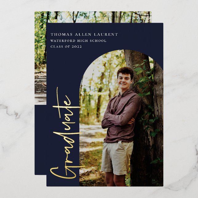 Arche scénarisée Photo Graduation Foil Invitation (Recto/Verso)