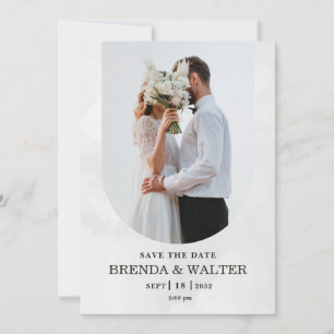 Arched Boho Modern Minimalist Photo Wedding Invitation