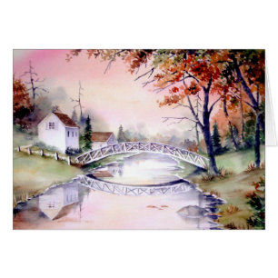 Arched Bridge Nouvelle-Angleterre Watercolor Paint