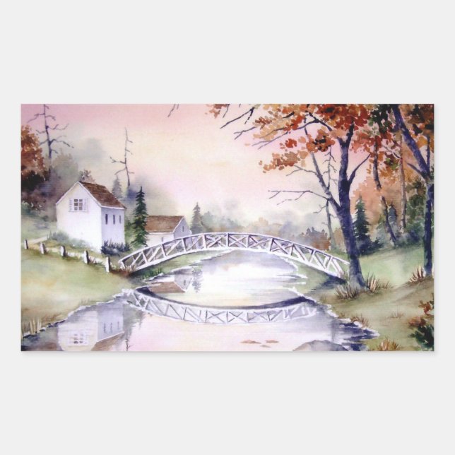 Arched Bridge Watercolor Painting Sticker (Front)