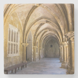 Arched Cathedral Cloister Hallway Stone Coaster