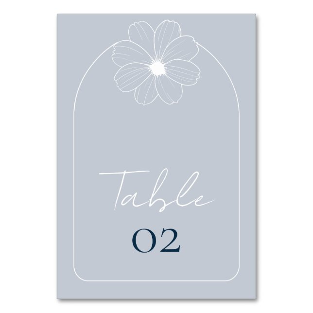 Arched Dusty Blue Table Numbers (Front)
