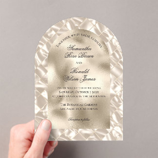 Arched Ivory Faux Foil Acrylic Wedding Invitations