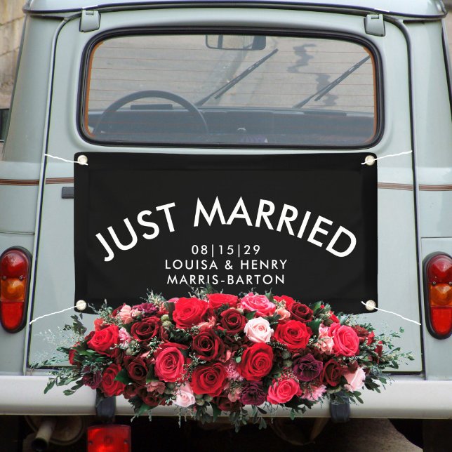 Arched Modern Just Married Car Banner (Creator Uploaded)