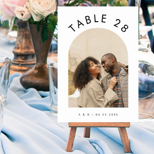 Arched Photo Text Boho Minimal Minimalist Wedding Table Number