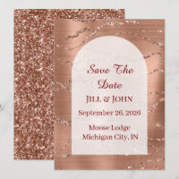 Arched Save The Date Wedding Rose Gold   Card