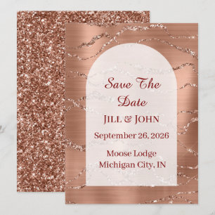 Arched Save The Date Wedding Rose Gold   Card