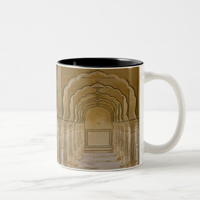Arched walkway with columns inside Amber Palace, Two-Tone Coffee Mug (Right)