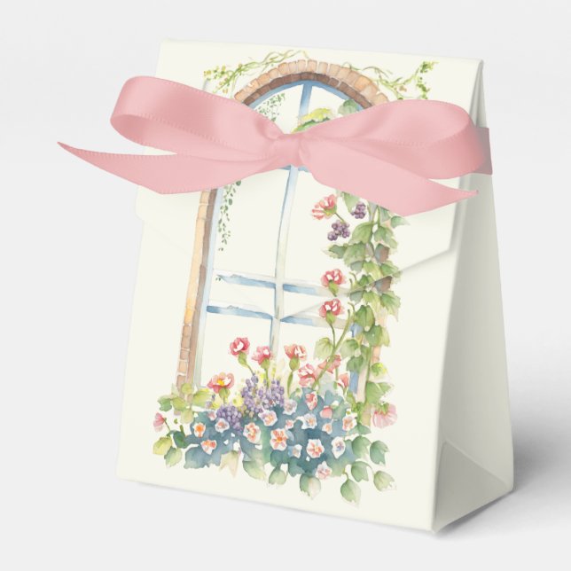 Arched Window Floral Display Favor Box (Front Side)