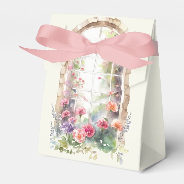 Arched Window Floral Display Favor Box (Front Side)