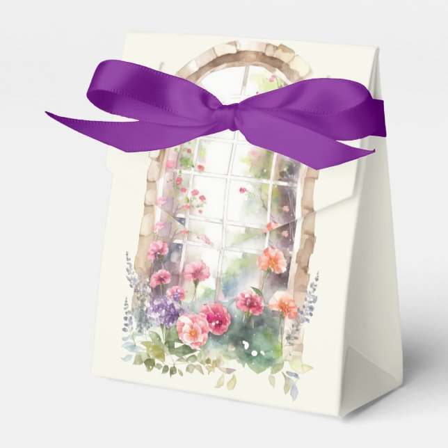 Arched Window Floral Display Favor Box (Front Side)