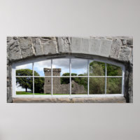 Arched Window with View of Scottish Castle