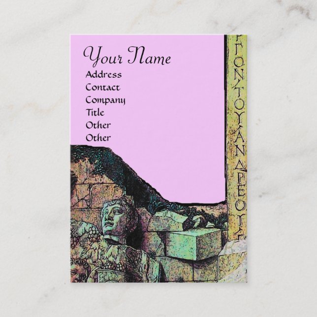 ARCHEO /Antiquary,Archaeology Monogram,Pink Green Business Card (Front)